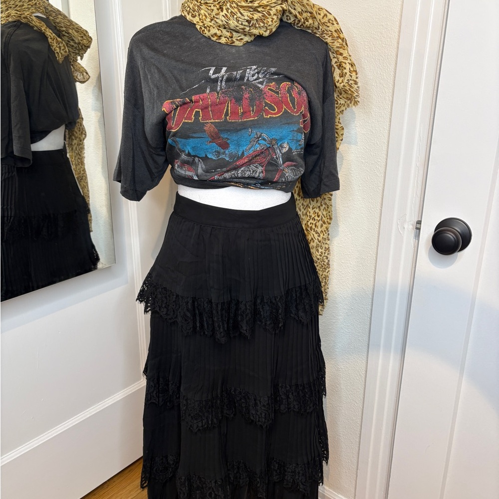 Rachel Parcell Elegant Black Lace Maxi Skirt